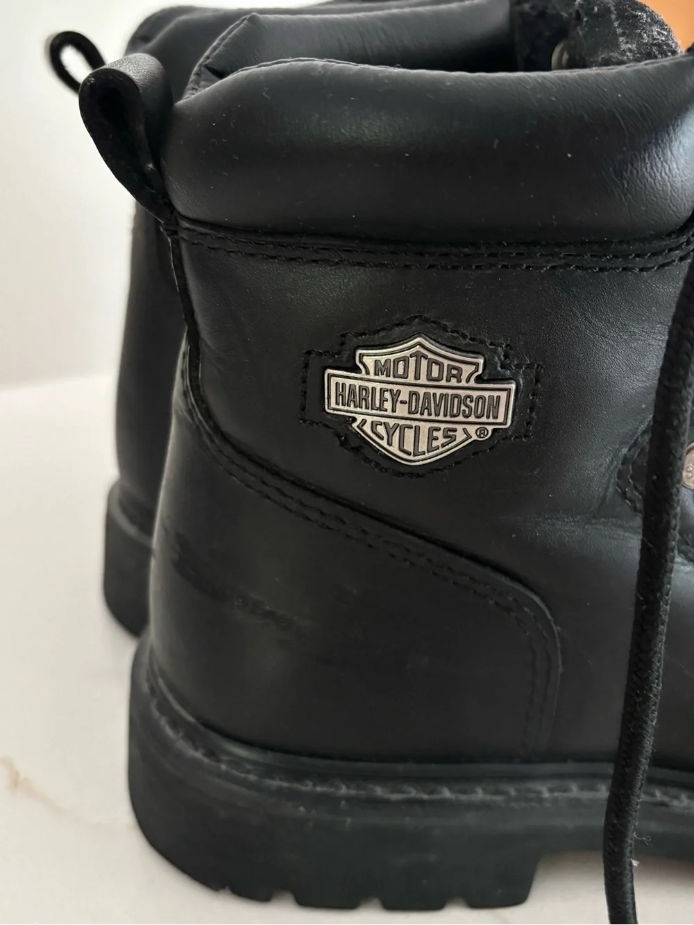 Harley-Davidson Black Leather Lace-Up Motorcycle Boots with Metal Eyelets